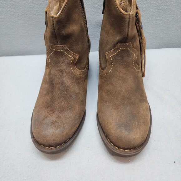 Born Alondra Brown Suede Women's Western‎ Tassle Booties Sz 6 - NWOB - Picture 2 of 9